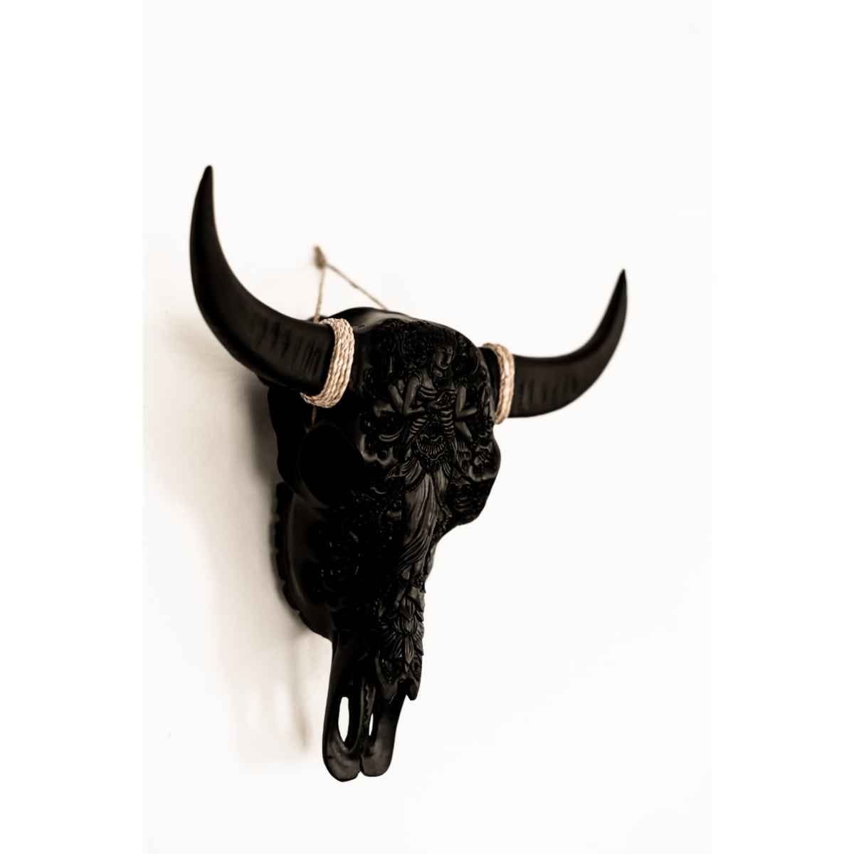DEKORACJA GŁOWA BYKA CZARNA M