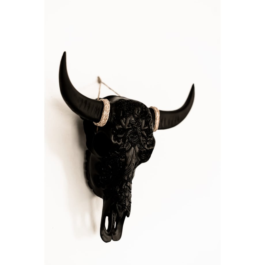 DEKORACJA GŁOWA BYKA CZARNA M