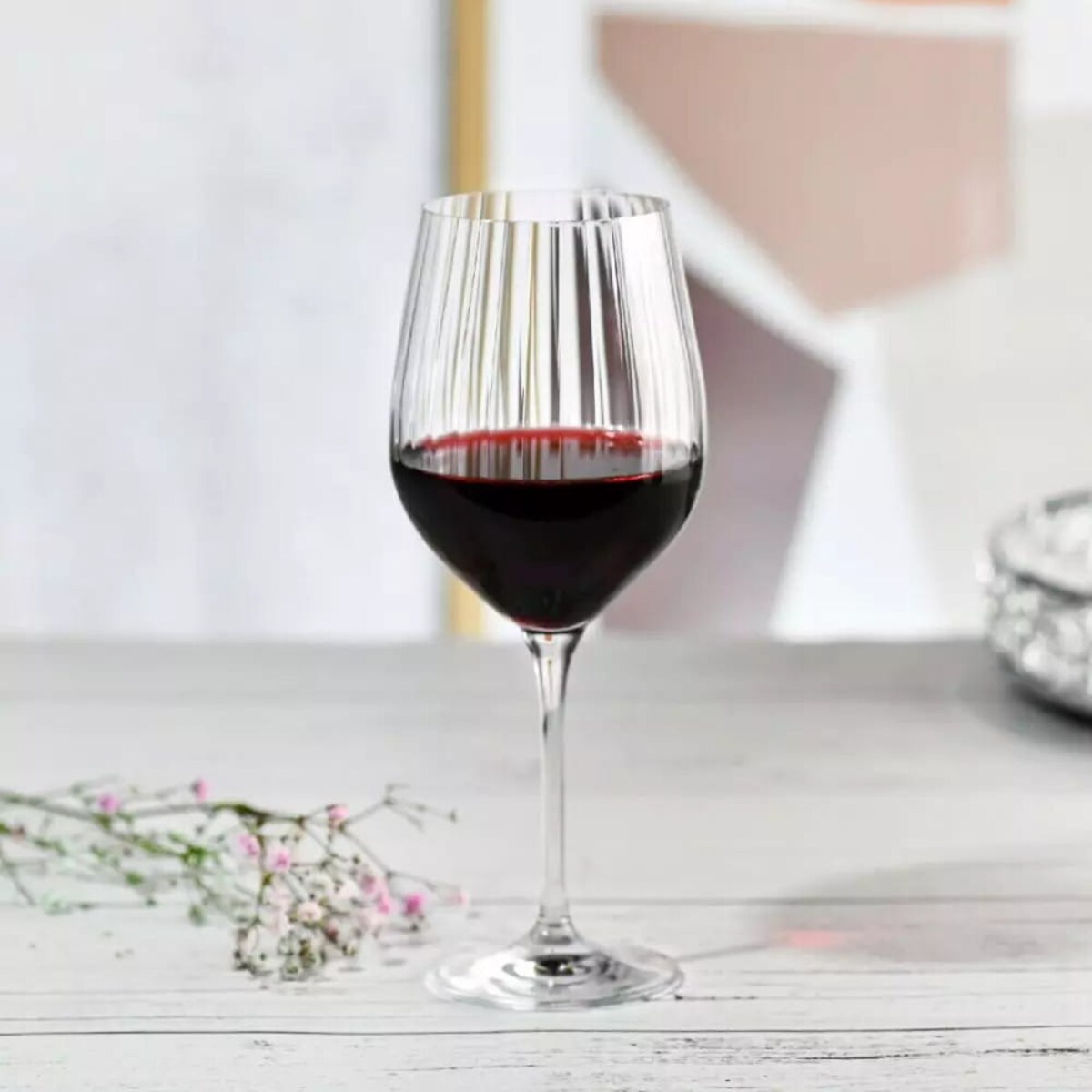 Duże Ryflowane Kieliszki do Wina Krosno Harmony Lumi 4 szt 450 ml Stylowe