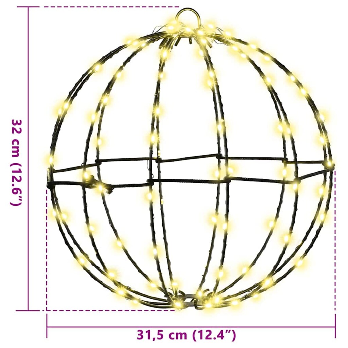 vidaXL Piłka z 192 diodami LED 2 pcs Ciepła biel 30 cm Metal