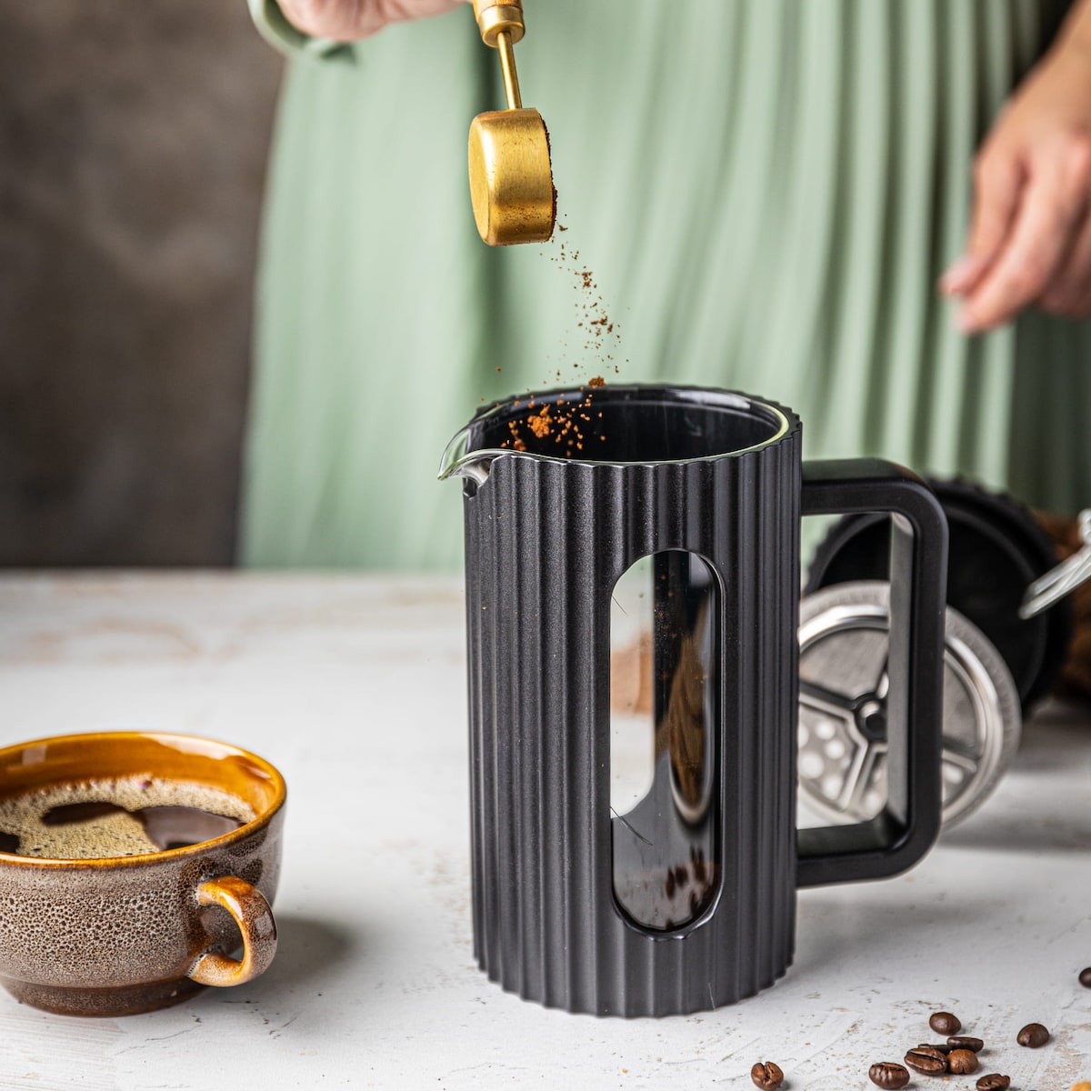 Zaparzacz do herbaty kawy szklany French Press 350 ml czarny KLAUSBERG