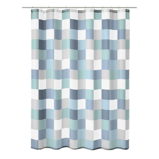 Kleine Wolke Check Tekstylna Zasłona prysznicowa niebieski 180x200 cm