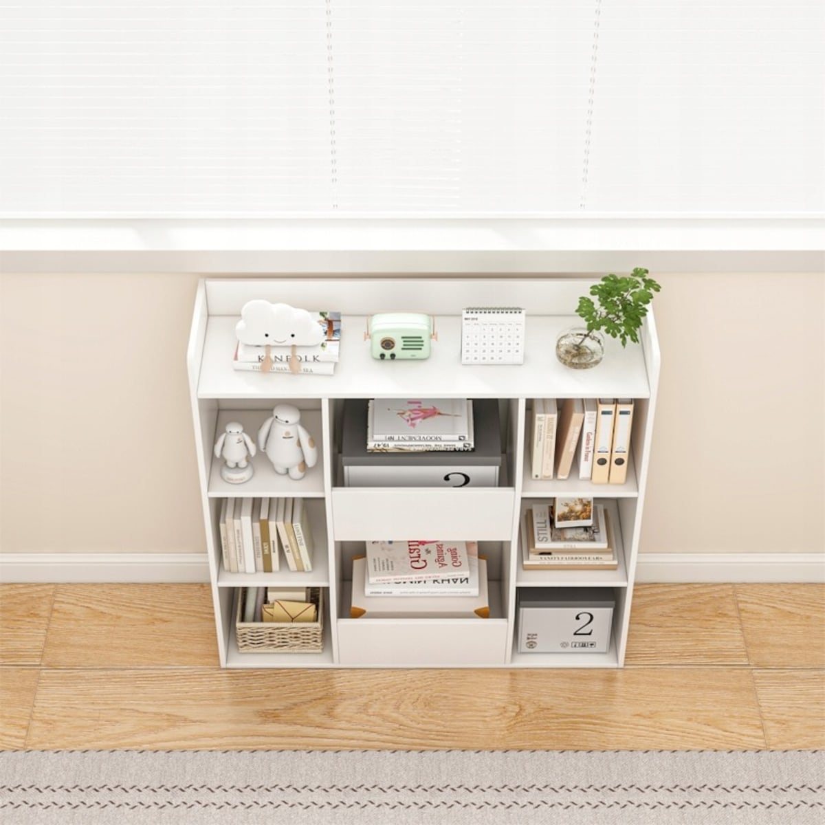 Regał otwarty biały 106x104x30 cm komoda organizer biblioteczka