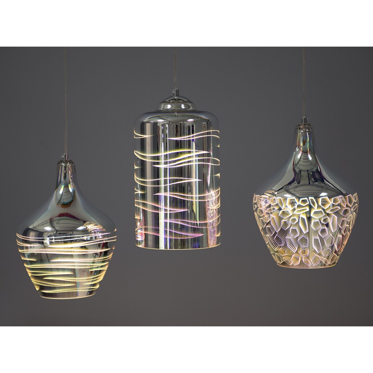 Lampa wisząca szklana srebrna SOANA