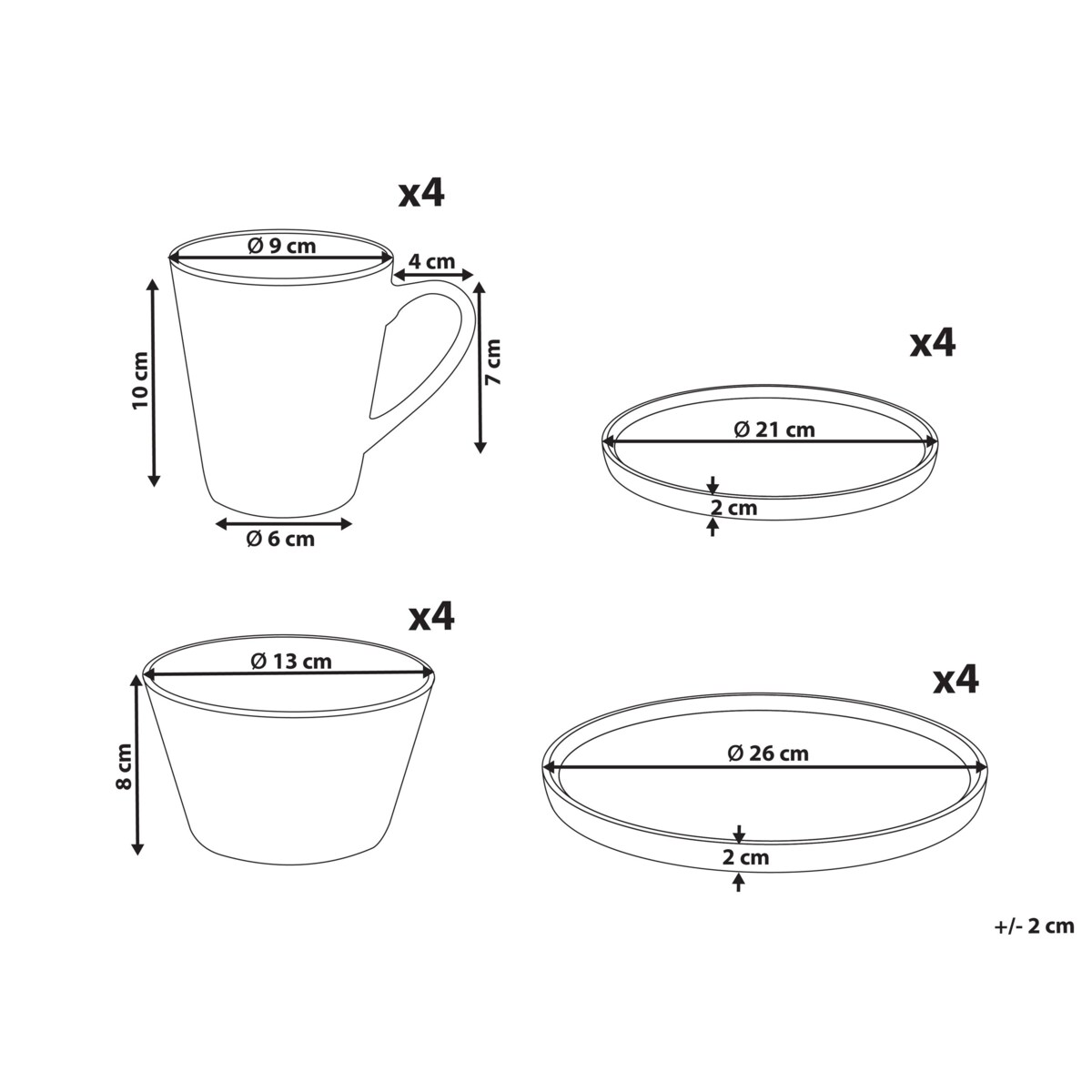 Zastawa stołowa 16-częściowa TAMARIND Porcelana Biały/ niebieski