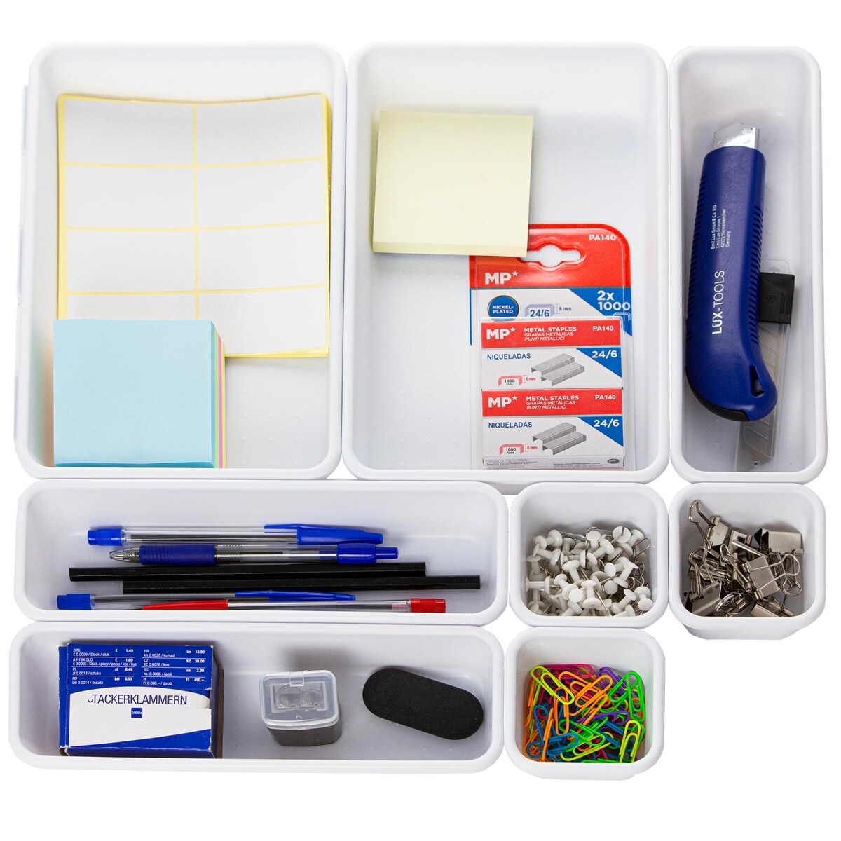 Wkład Do Szuflady Organizer Na Akcesoria Biurowy 8 Elementów Zestaw