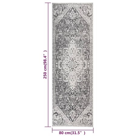 vidaXL Dywan zewnętrzny o płaskim splocie, 80x250 cm, jasnoszary