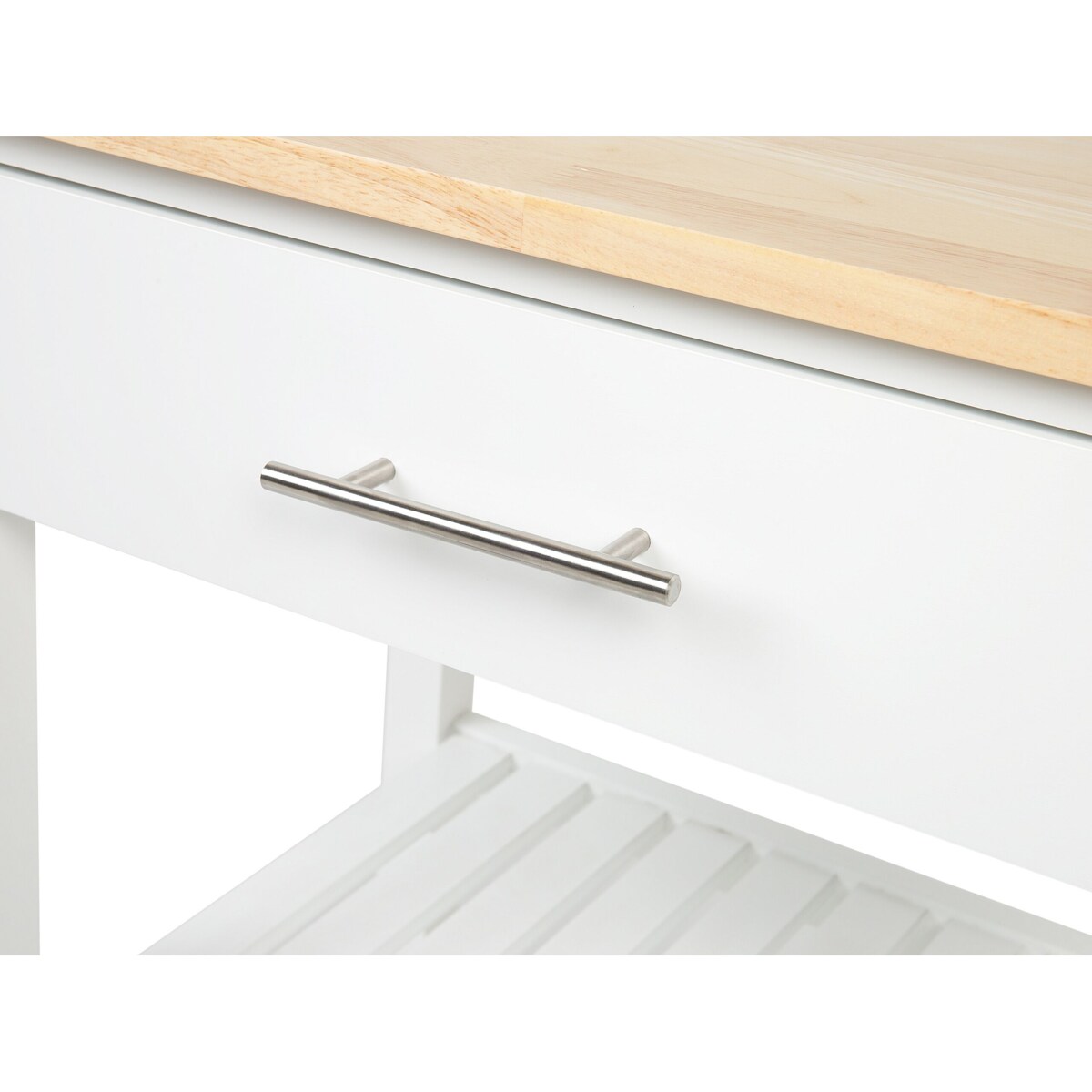 Drewniany wózek kuchenny z szufladą biały HIUMA