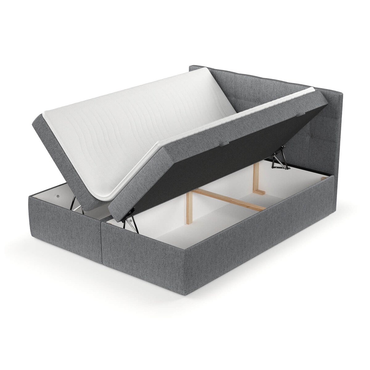 Łóżko tapicerowane LEAN 180x200 z pojemnikiem, Szary, tkanina Neve 90