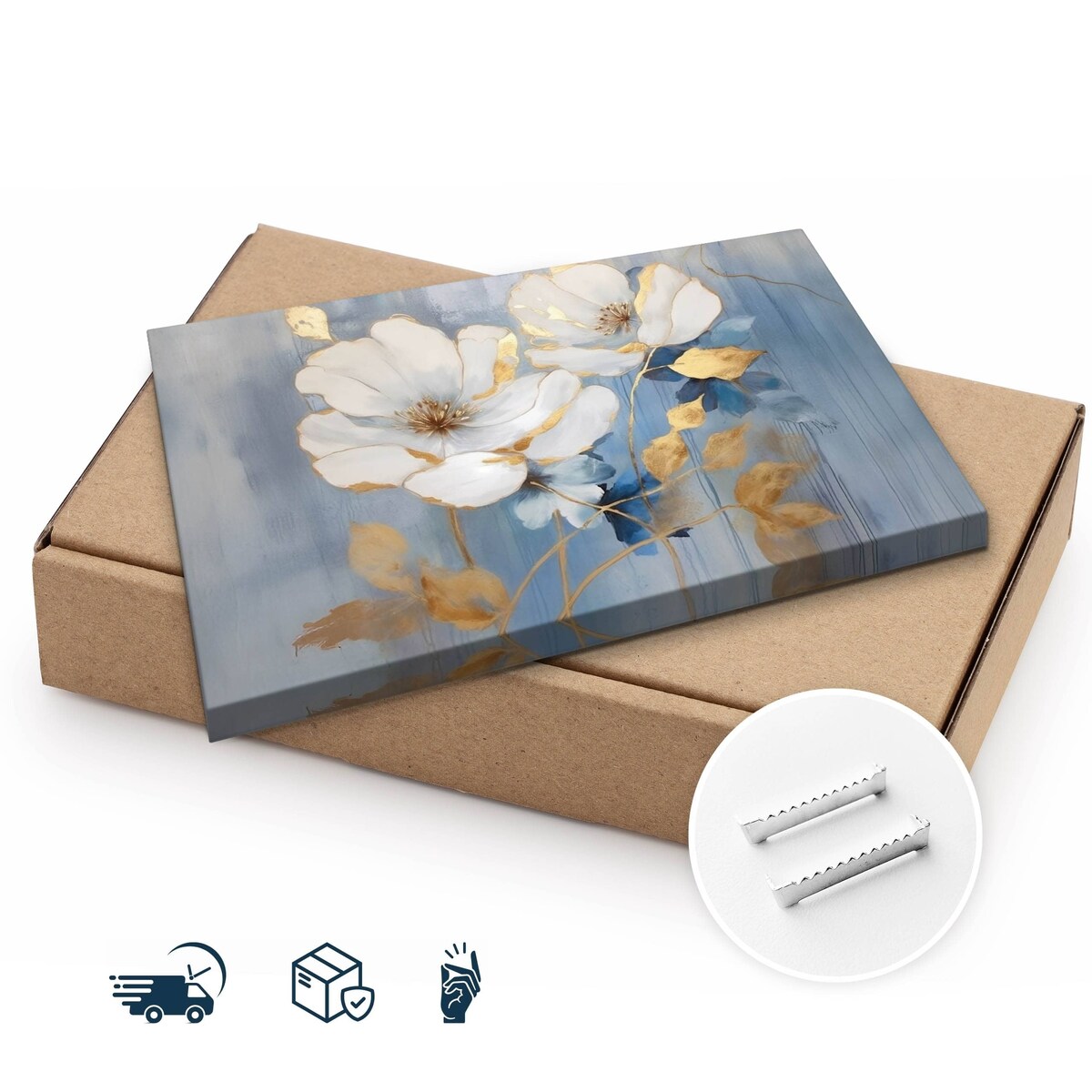 Obraz Canvas Do Salonu Białe Kwiaty Natura Styl Glamour Akwarele 70x50cm