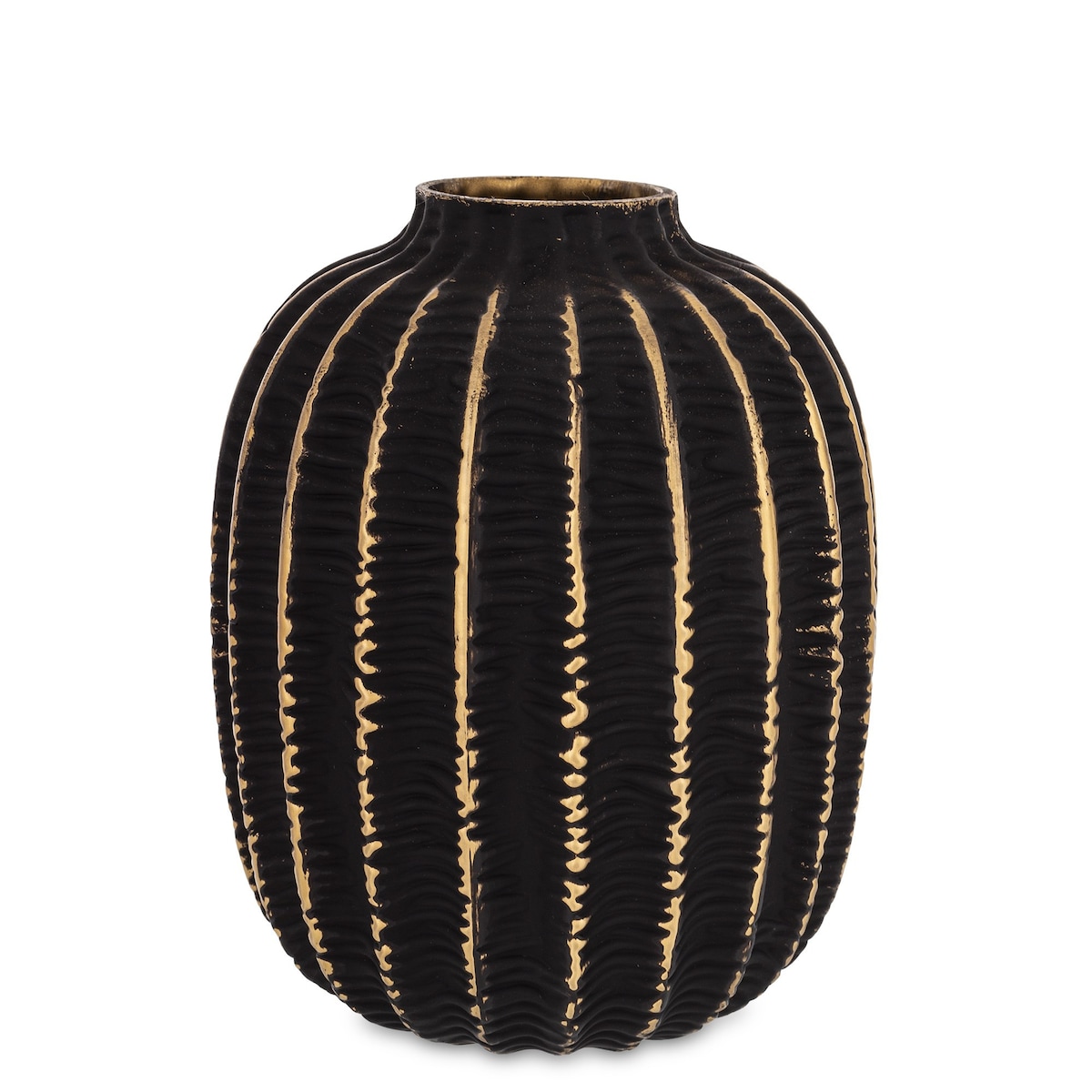Wazon szklany 19x15x15 cm KADO-3 ze złotym prążkowaniem