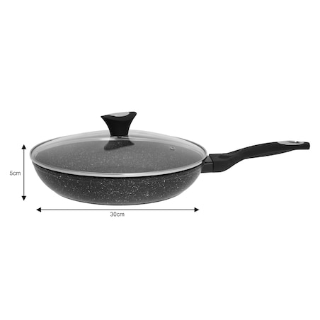 Patelnia granitowa z pokrywką 30cm indukcja gaz KLAUSBERG Marmo Gold