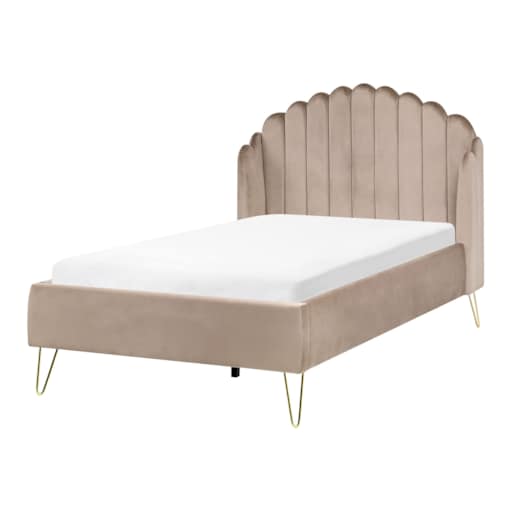 Łóżko Welur AMBILLOU 120 x 200 cm Beżowoszary