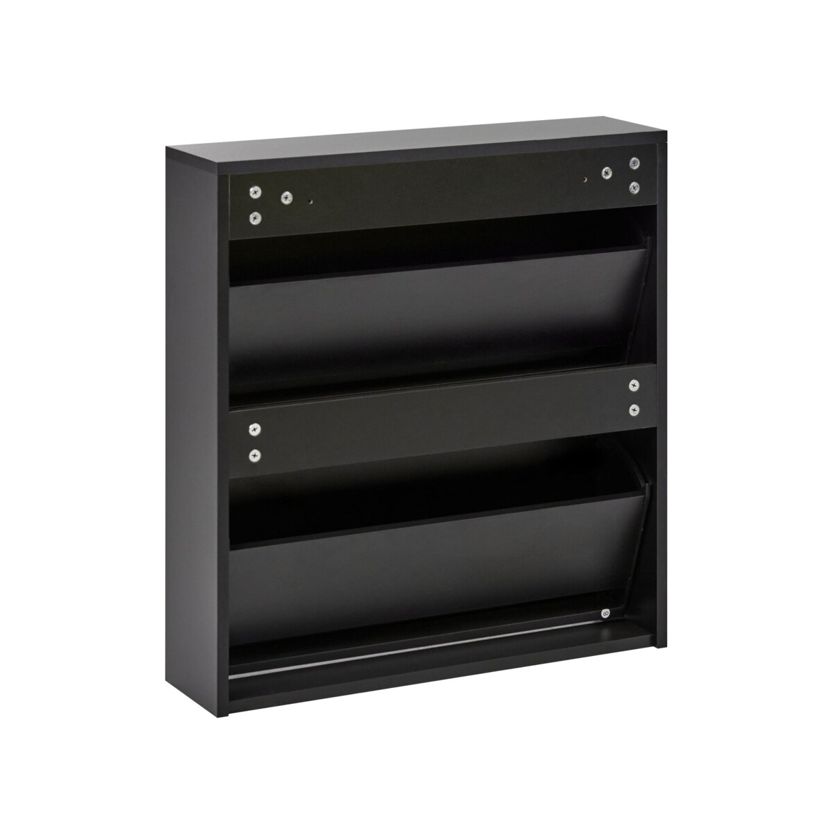 Szafka na buty 2 przegrody lustrzane fronty czarna MIDFIELD