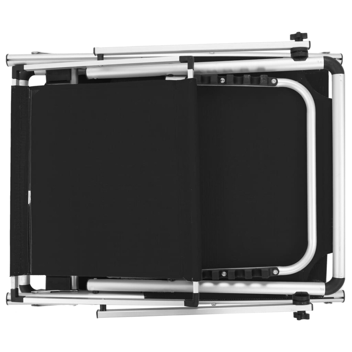 vidaXL Składany leżak z daszkiem, aluminium i textilene, czarny