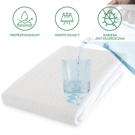 Ochraniacz na materac wodoodporny, rozmiar 180x200 Damson kolor biały