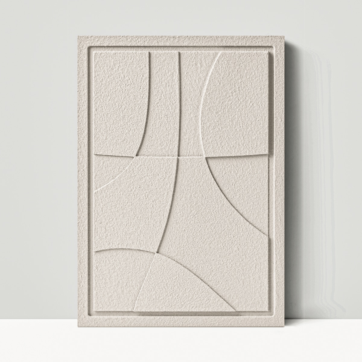 Obraz 3D 35x50cm Abstract III– Dekoracja Ścienna z Tynku Naturalnego, Natural Cream Minimalistyczny Relief