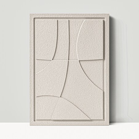 Obraz 3D 35x50cm Abstract III– Dekoracja Ścienna z Tynku Naturalnego, Natural Cream Minimalistyczny Relief