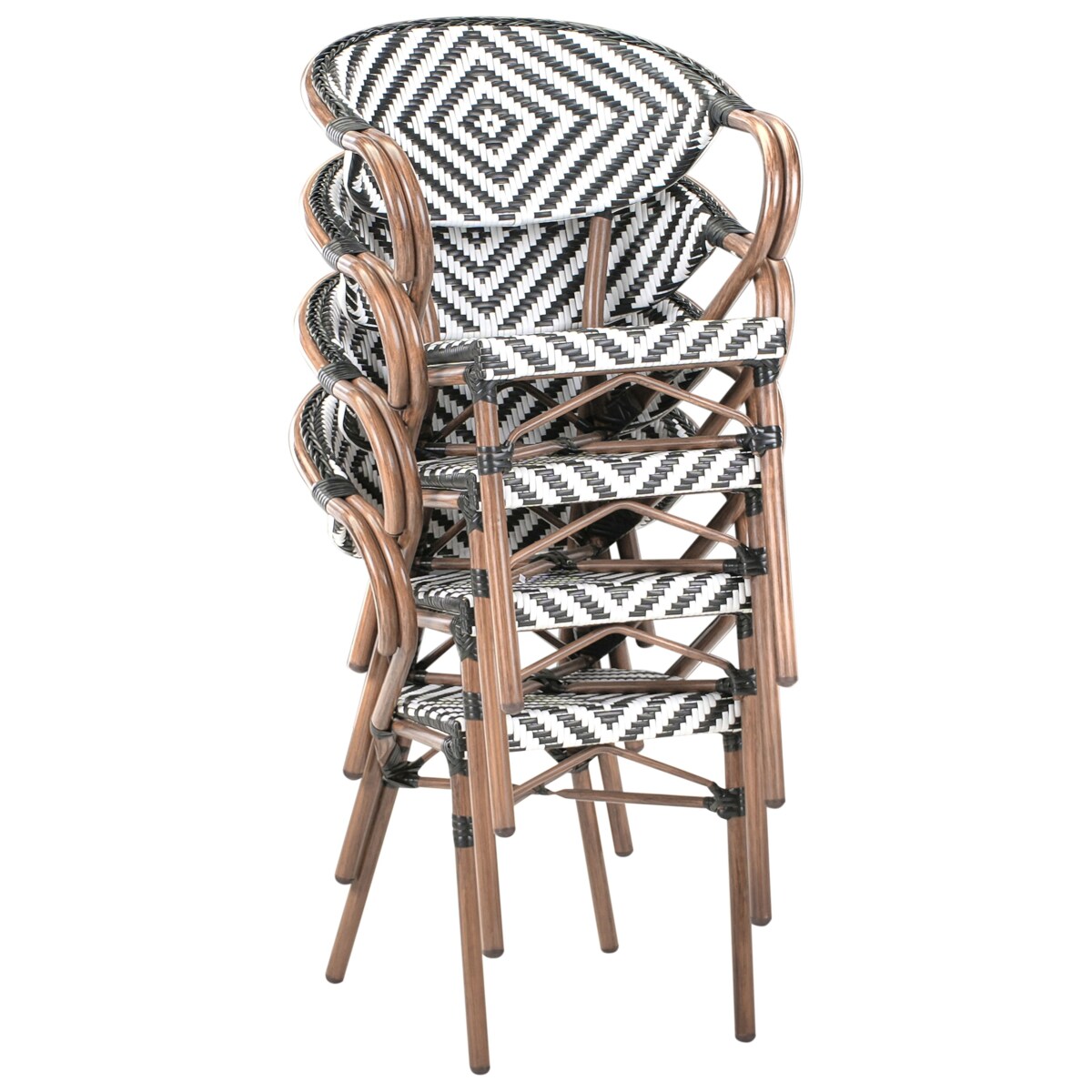 Zestaw 4 krzeseł ogrodowych RIFREDDO Technorattan Czarny/ biały