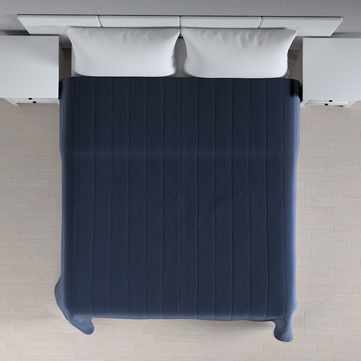 Narzuta pikowana w pasy 260x210 granatowy welwet