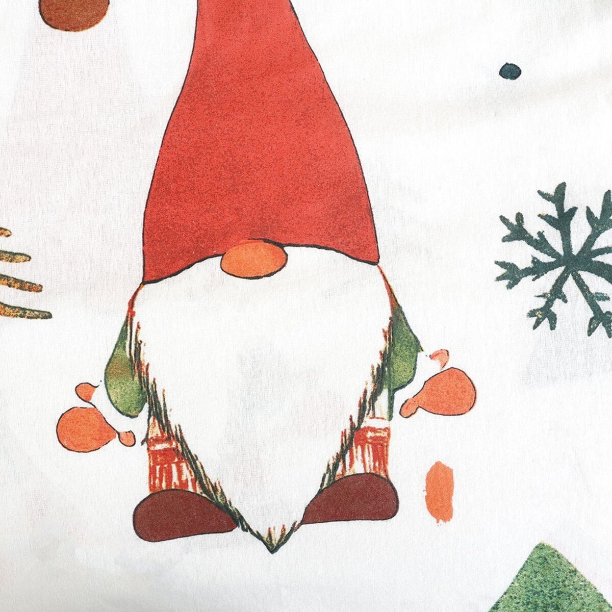 Pościel flanelowa 140x200 Skrzaty, biała w czerwone i zielone skrzaty i choinki, Flanelove, Darymex