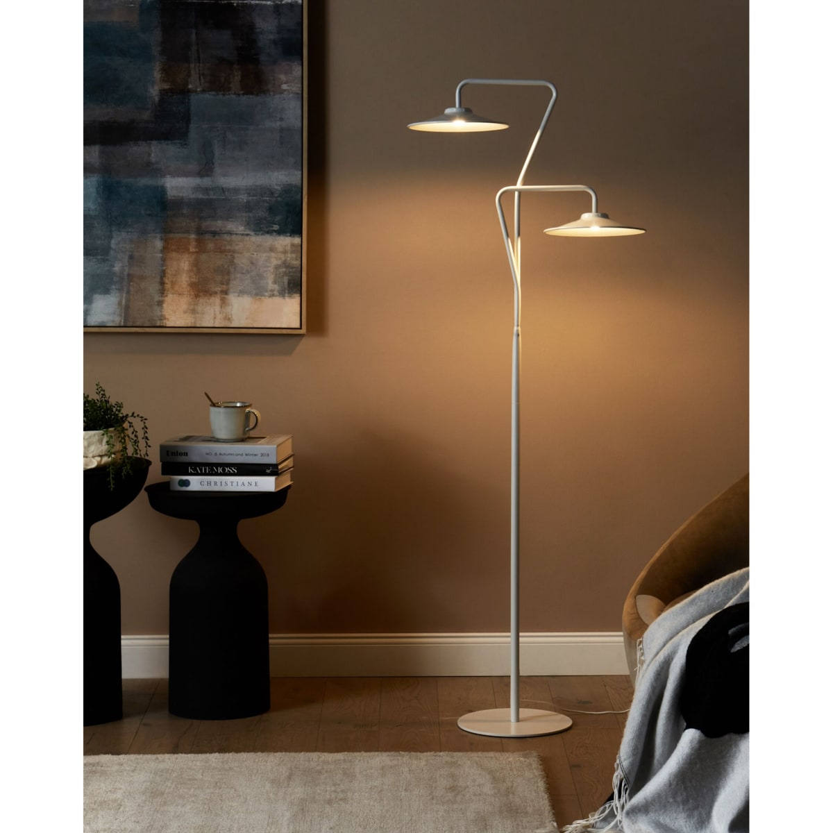 Lampa podłogowa LED metalowa biała GALETTI