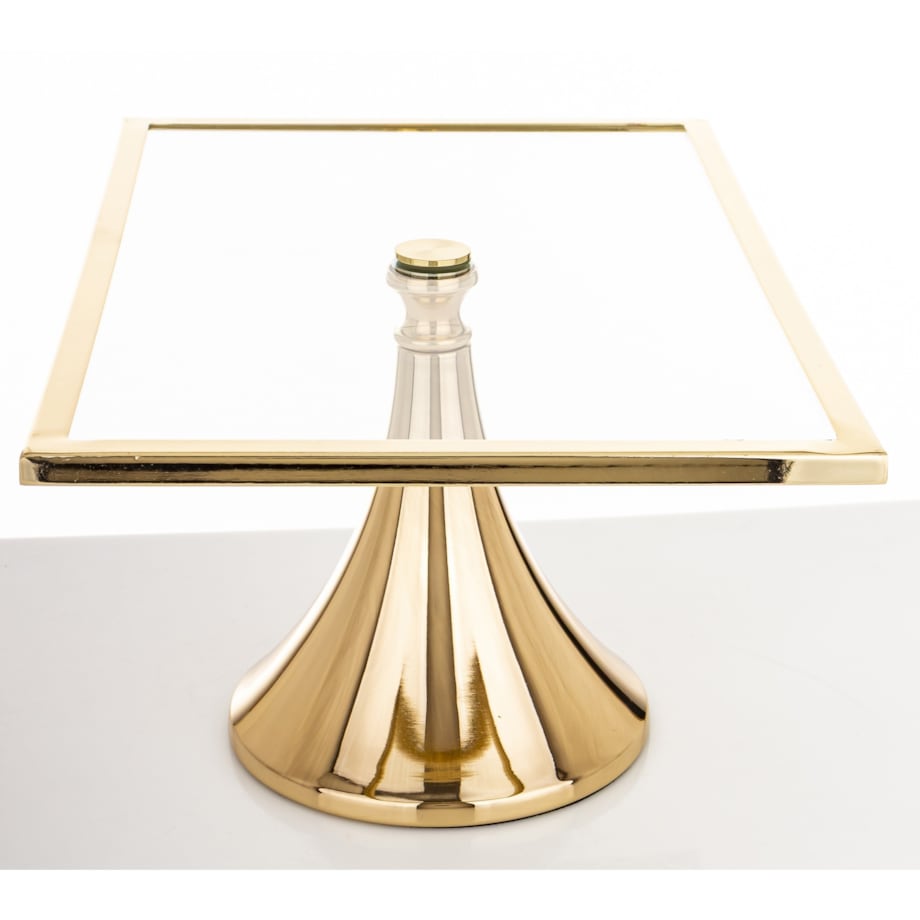 Szklana patera prostokątna 17x34x22 cm złota