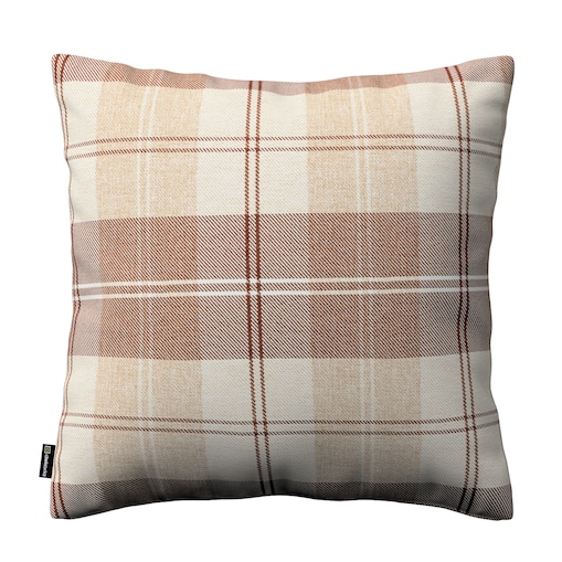 Poszewka Kinga na poduszkę 50x50 krata brązowo-beżowa