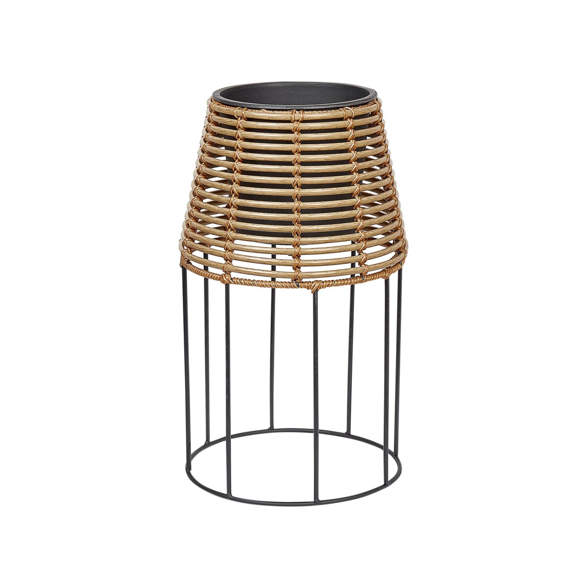 Zestaw 2 doniczek na stojaku z technorattanu brązowy BORAGO