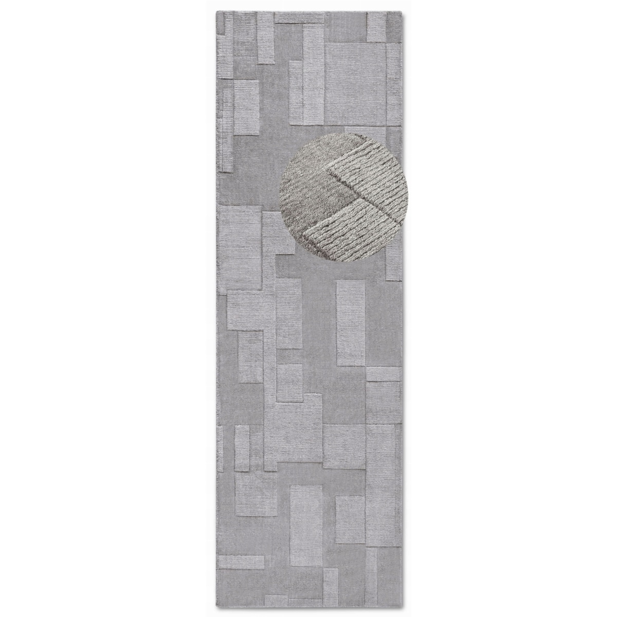 Chodnik wełniany do korytarza 80x250cm, szary nowoczesny wzór 3D