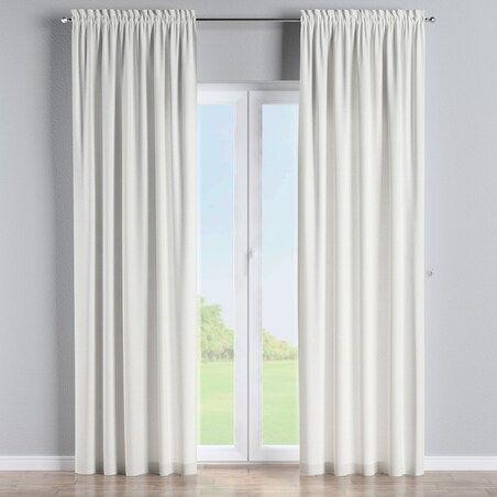 Zasłona na kanale z grzywką 1 szt. 130x260 śmietankowa biel, listki