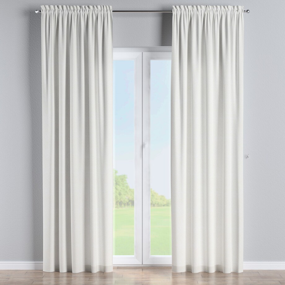 Zasłona na kanale z grzywką 1 szt. 130x260 śmietankowa biel, listki