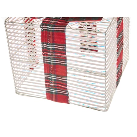 Zestaw 3 dekoracji świątecznych LED MANGEN Prezenty świąteczne 20/25/35 cm Złamana biel