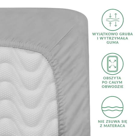 Prześcieradło satynowe z gumką popielate 200 x 220 cm