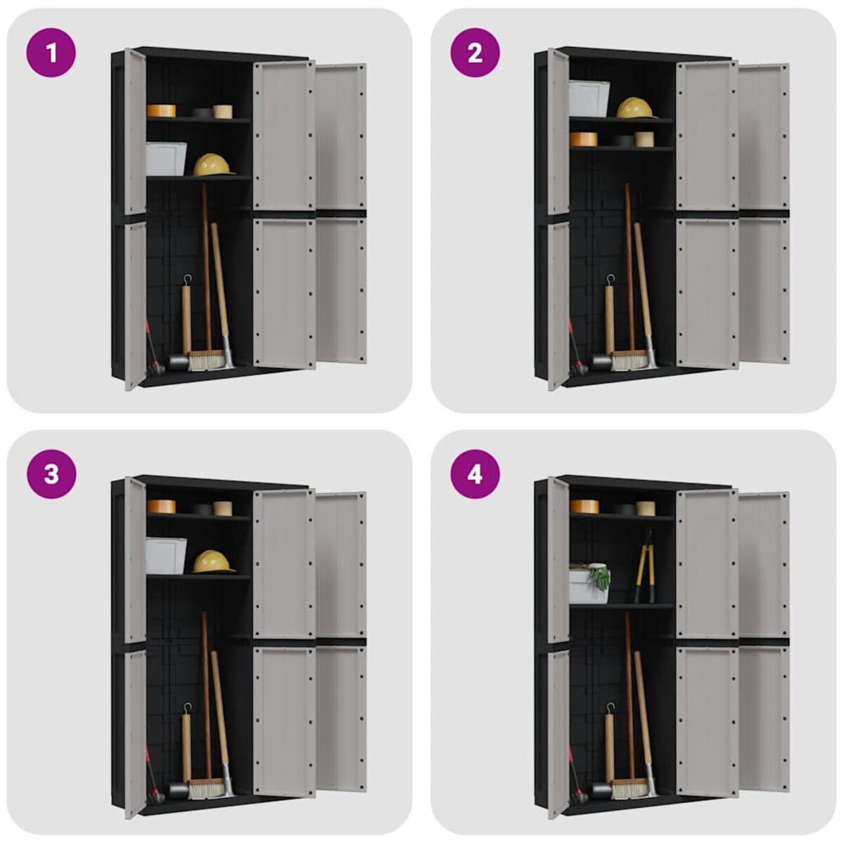 vidaXL Szafka ogrodowa, szaro-czarna, 97x37x165 cm, PP