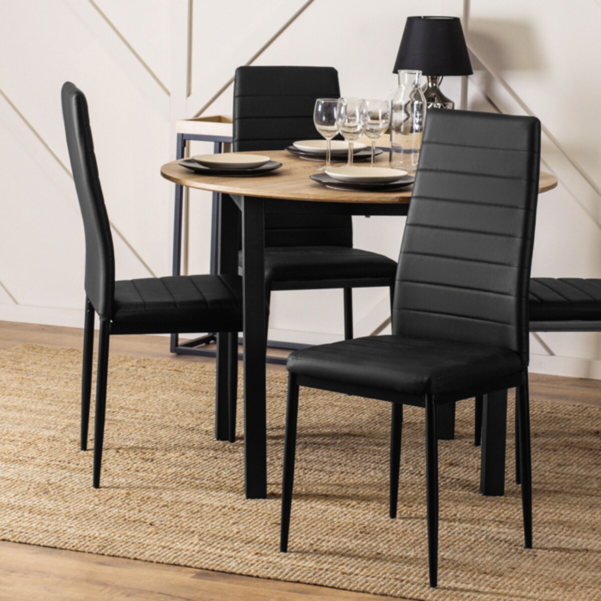 Krzesło Tapicerowane Pikowane Do Jadalni Kuchni Loft Czarne NARIS