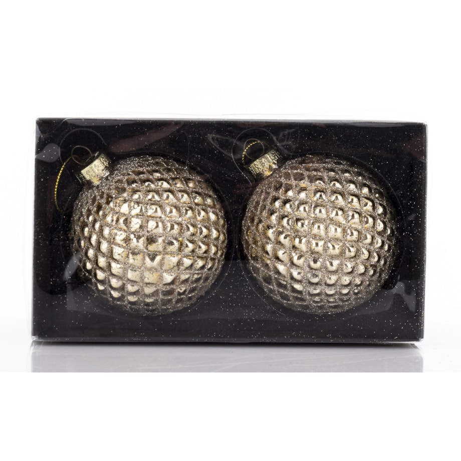 Bombka szklana 2 szt. złote Ø 8 cm RASTER