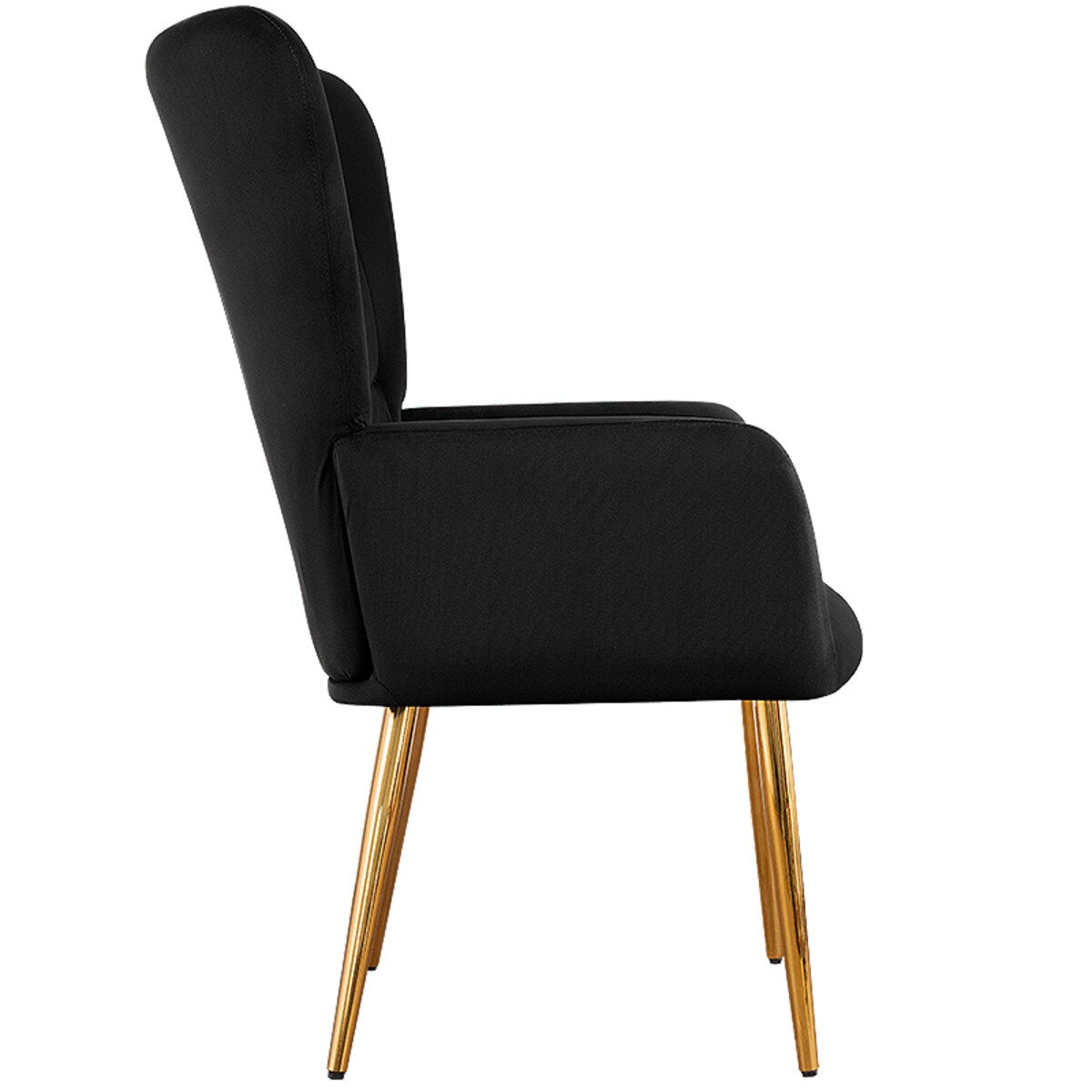 Fotel uszak do salonu wypoczynkowy welurowy tapicerowany czarny złote nogi