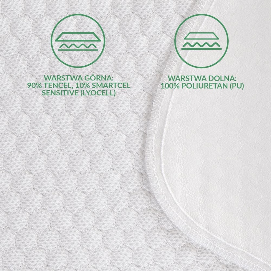 Ochraniacz na materac wodoodporny, rozmiar 200x220 pikowany SOFT-TOUCH kolor biały