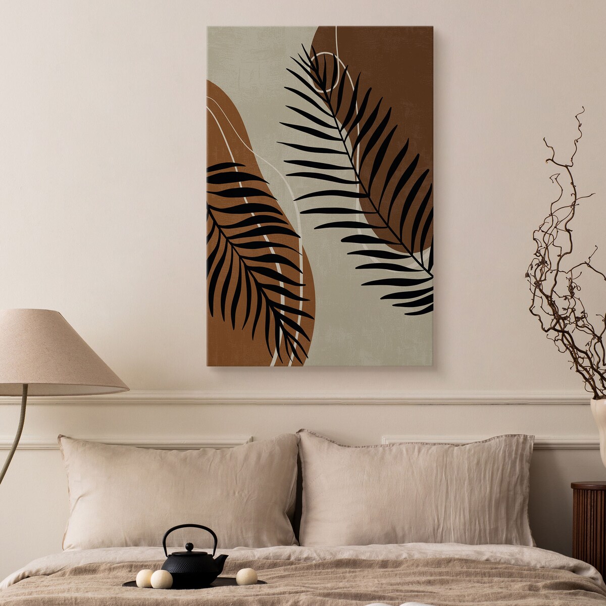 OBRAZ DO SALONU LIŚCIE PALMOWE STYL BOHO NATURA ABSTRAKCJA 30x40cm