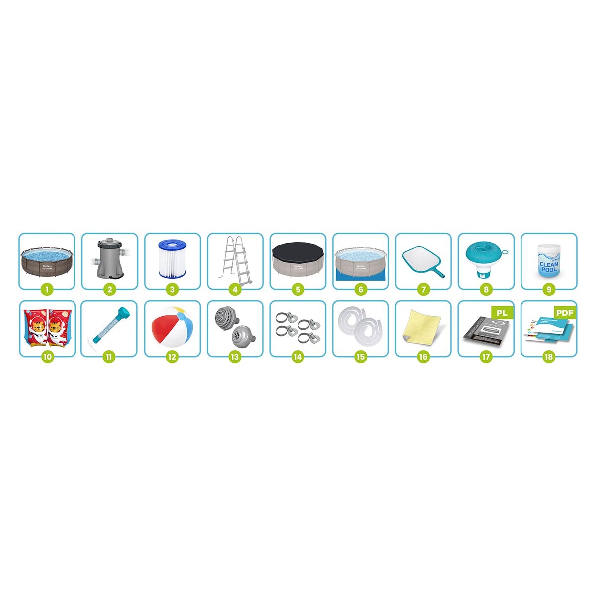 Basen ogrodowy stelażowy 366x100cm Bestway 56709-17W1