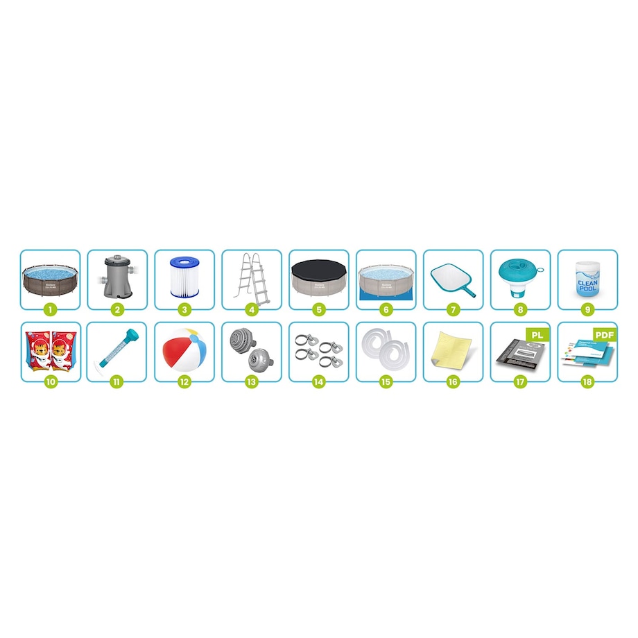 Basen ogrodowy stelażowy 366x100cm Bestway 56709-17W1