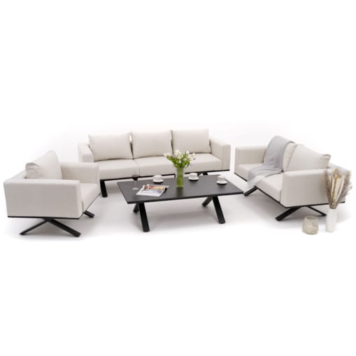 Meble ogrodowe nowoczesne luksusowe aluminiowe MARABELLA beżowo czarne