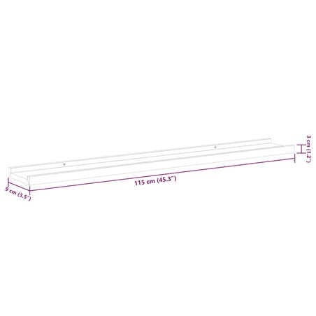 vidaXL Półki ścienne, 4 szt., czarne, 115x9x3 cm