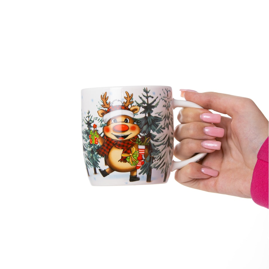 Kubek Świąteczny Ceramiczny Na Prezent 370 Ml Boże Narodzenie Renifer