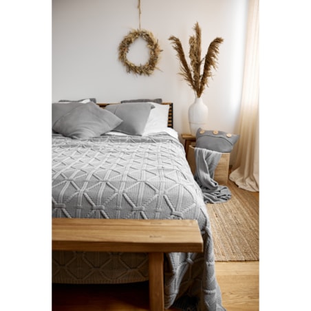 Poszewka klasyczna z przeszyciem szara, 40 x 60 cm, La Manta