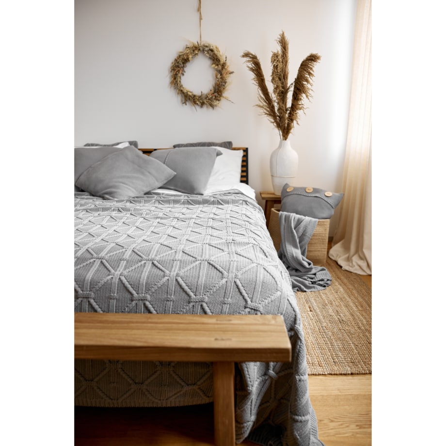 Poszewka klasyczna z przeszyciem szara, 40 x 60 cm, La Manta