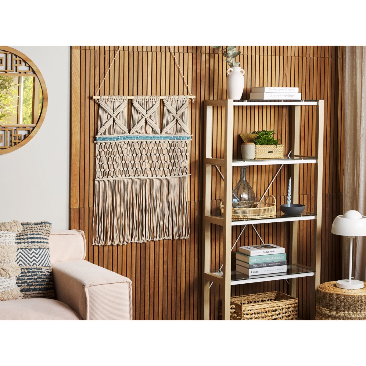 Dekoracja ścienna makrama bawełniana beżowa KALADY II