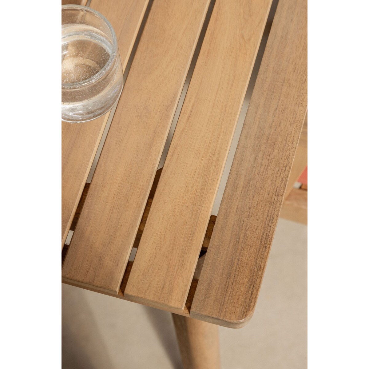 Zestaw: stół prostokątny 180x90 cm i 6 krzeseł ogrodowych z akacji i plecionej liny Kaela