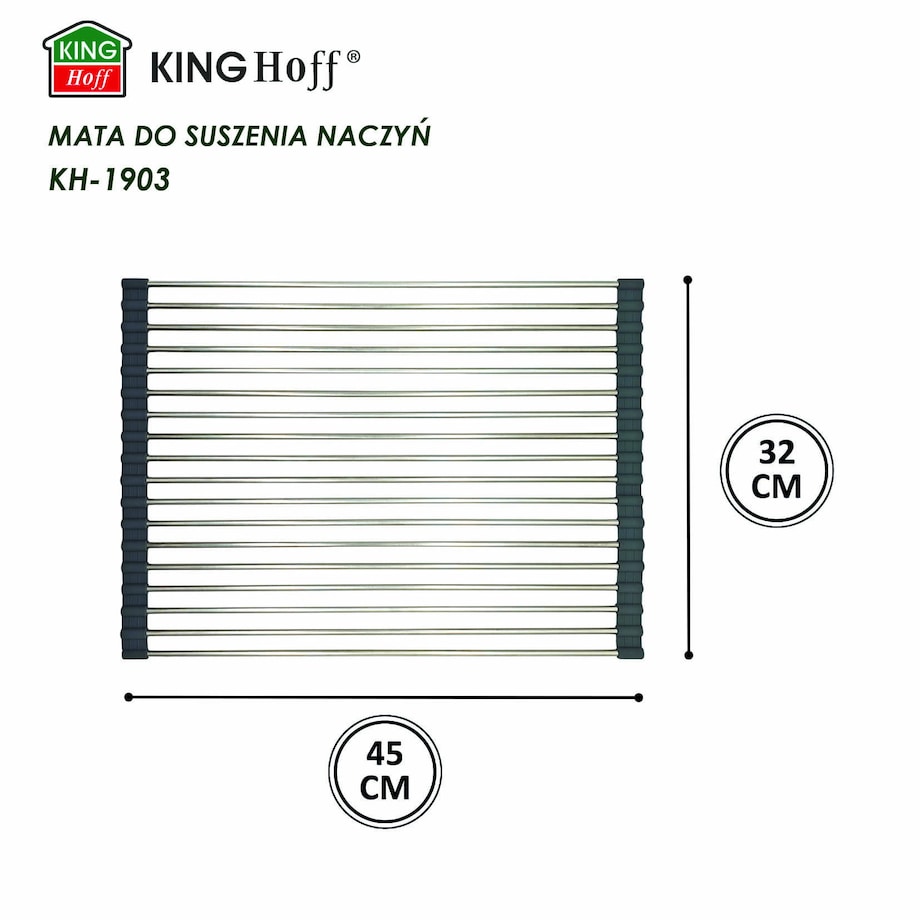 Suszarka ociekacz kratka stalowa na zlewozmywak 45x32cm KINGHOFF